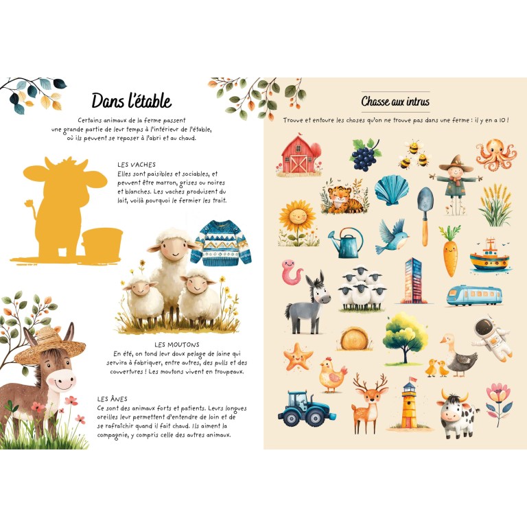 Stickers et activités. Visite à la ferme