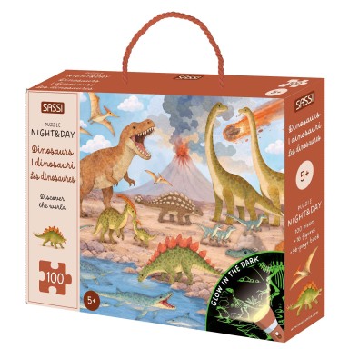 Puzzle Night and Day. Discover the World - Dinosaurs